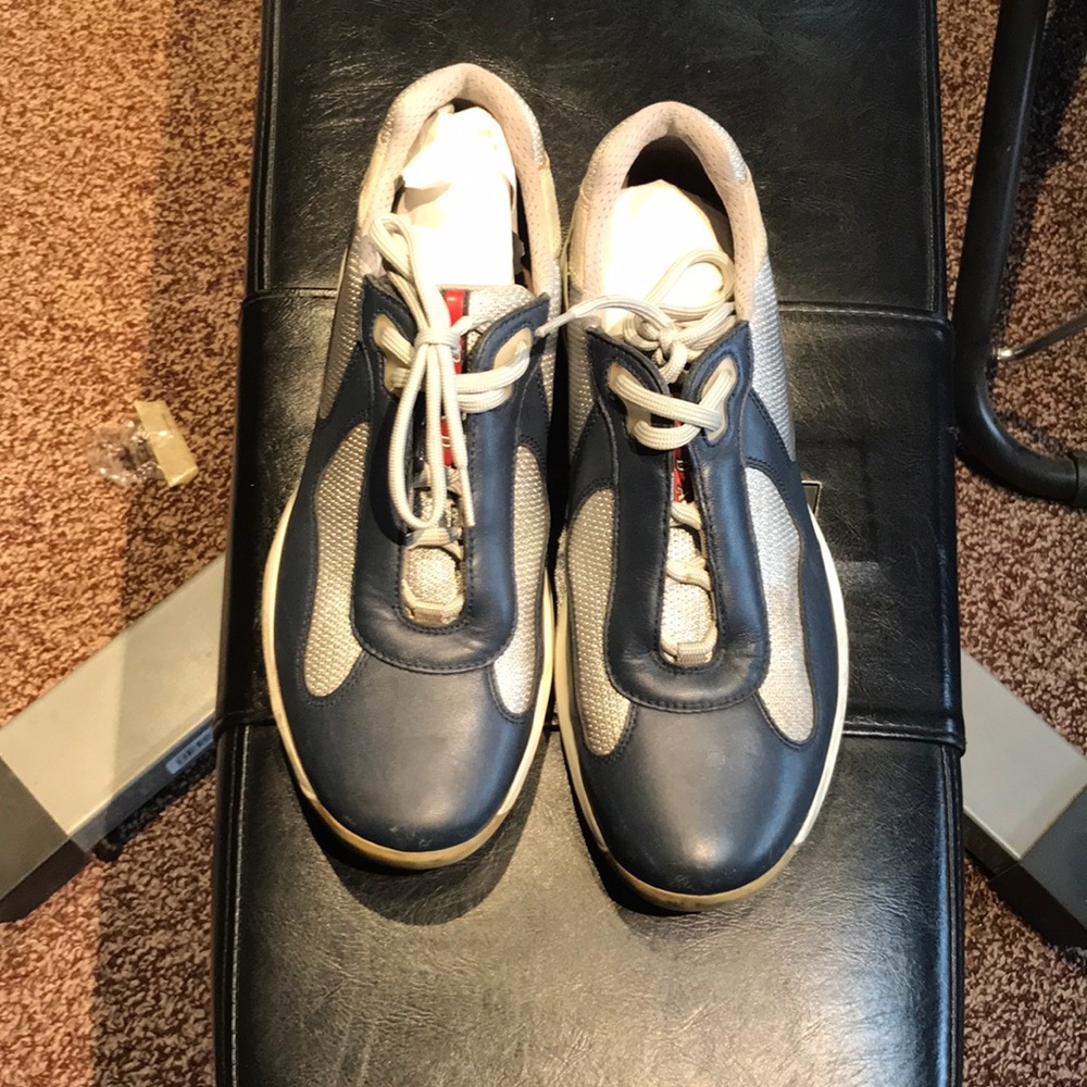 Used Prada cup sneakers navy blue